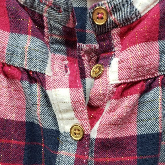 Lands End Kids Red White Blue Plaid Blouse Size 12 - Picture 3 of 7